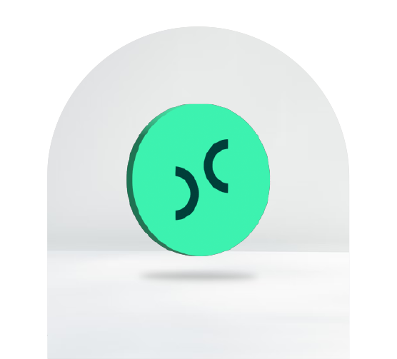 Gr&ouml;nt mynt med tv&aring; b&aring;gformade illustrationer inuti, v&auml;nda &aring;t motsatta h&aring;ll